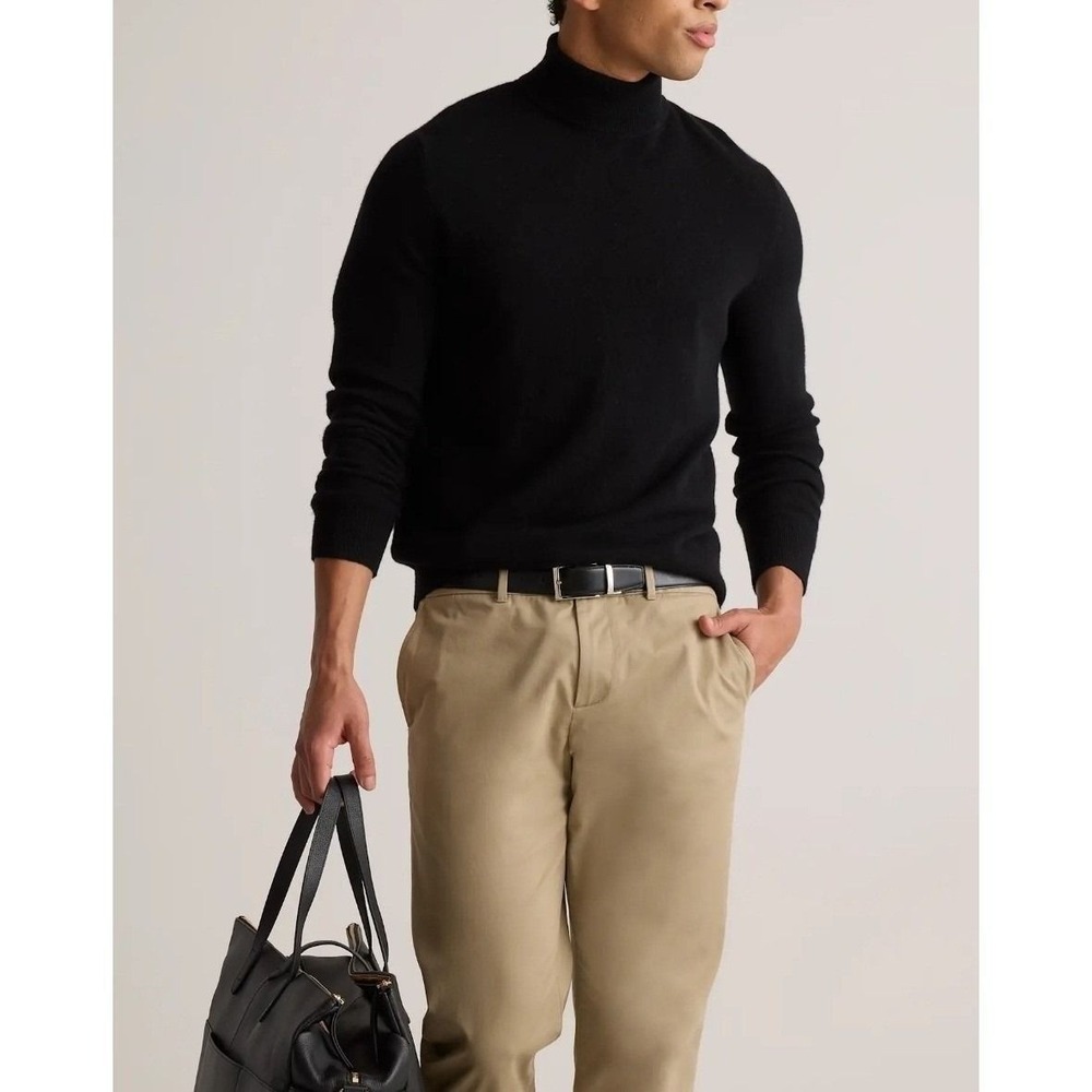 Quince Mens M NWT Cashmere Turtleneck Sweater Black Old Money Quiet Lux Minimal